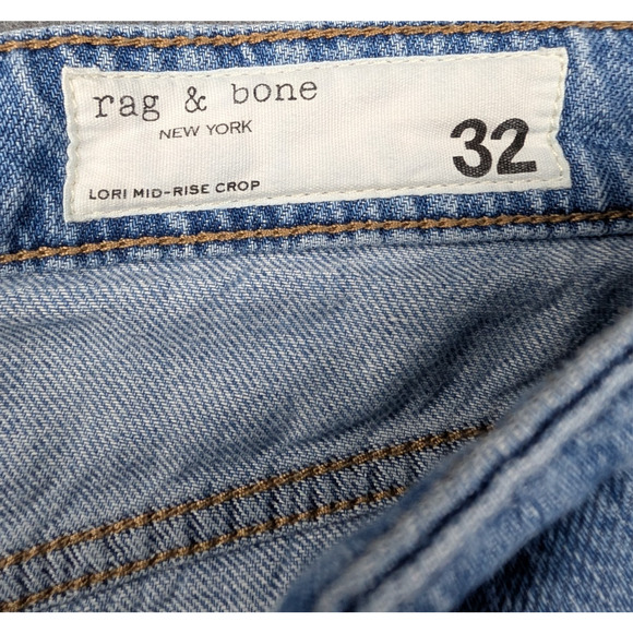 Rag & Bone Lori Mid Rise Crop Jeans Womens 32 Featherweight Wide Leg Relaxed - Picture 3 of 9